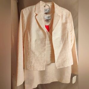 ADRIANNA PAPELL 3-PIECE PASTEL PEACH 🍑 WEDDING GUEST SUIT 12 USA (NWT)